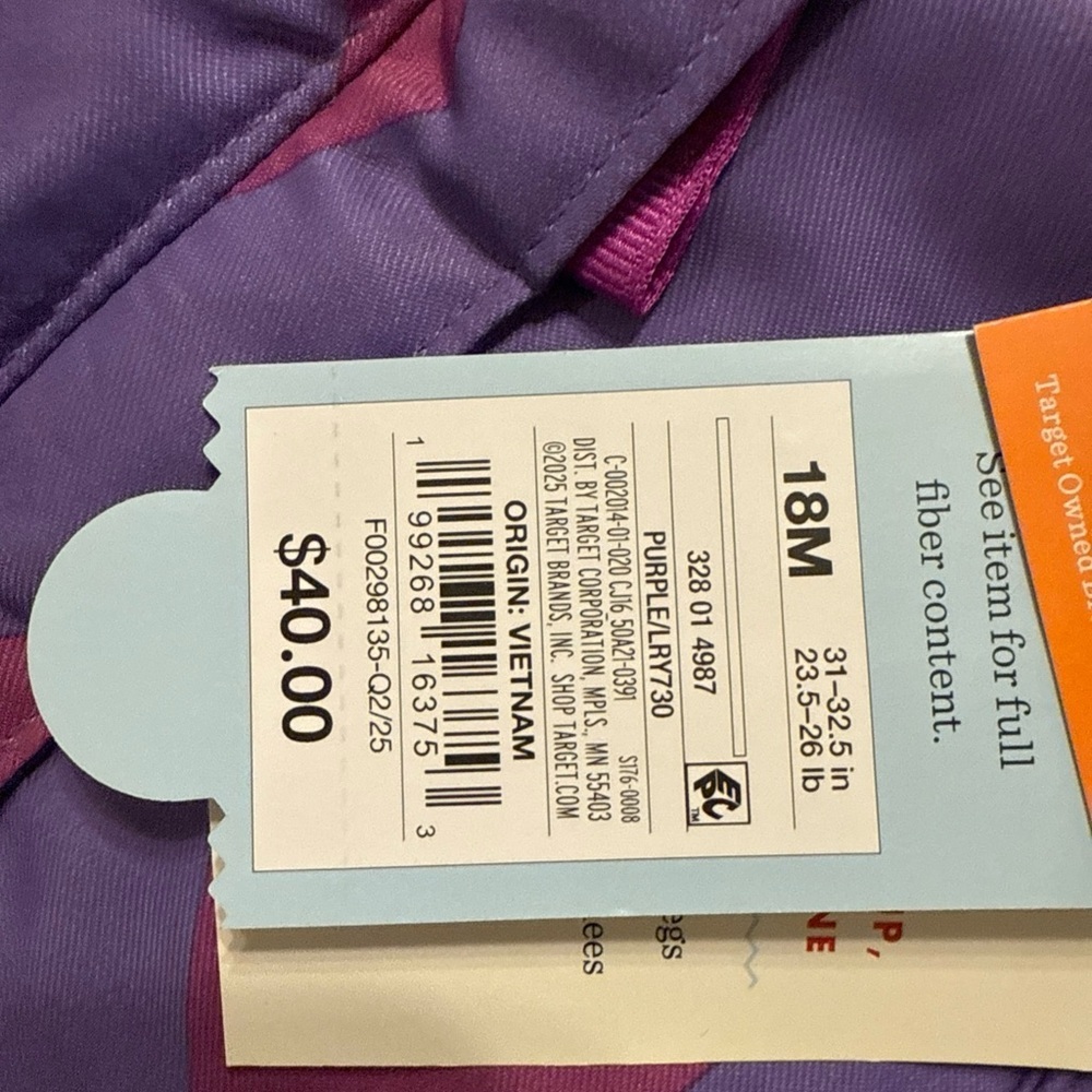 Cat & Jack 18month Snow Suit Purple, Pink Cozy Inside And Hood — image 3 of 4